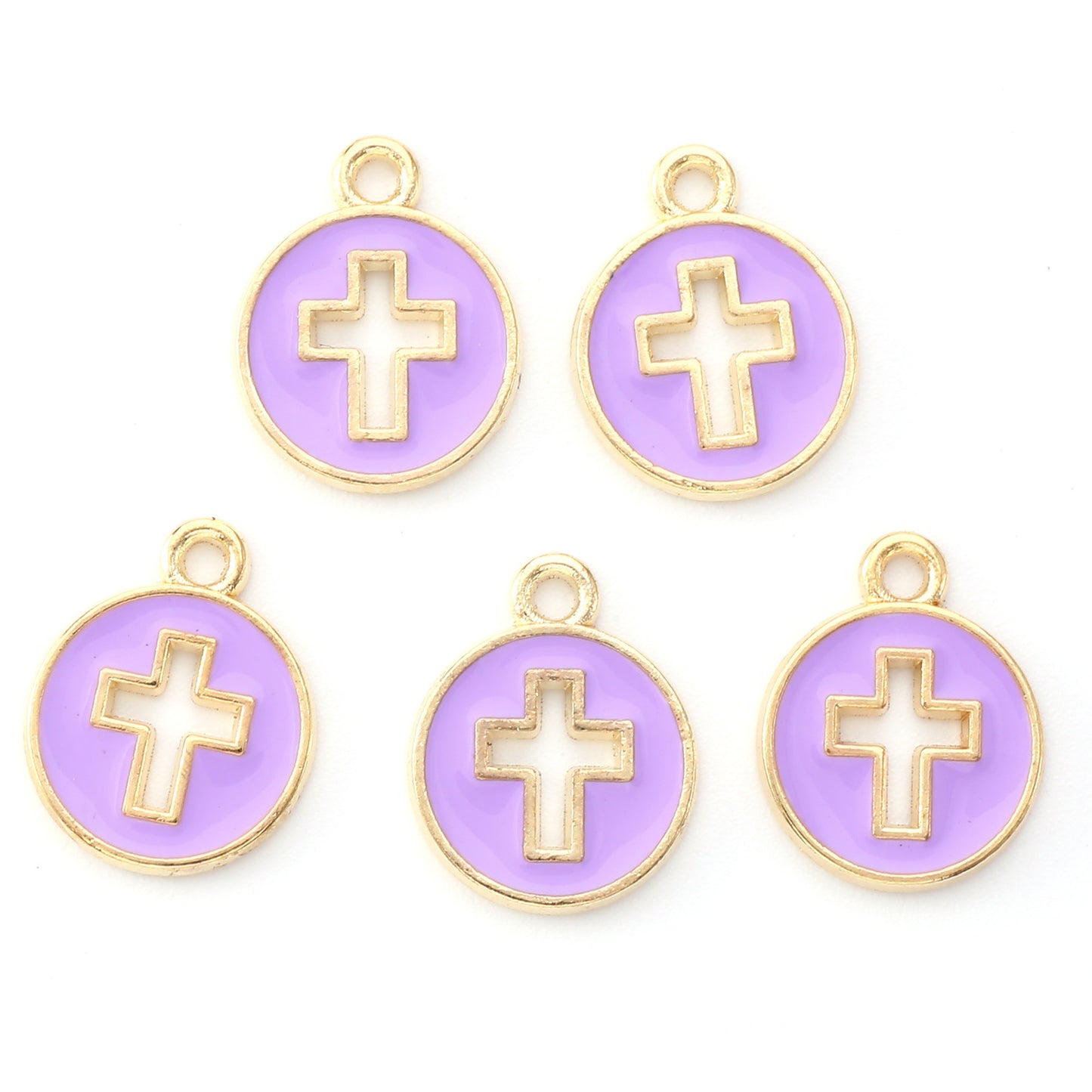 10 Pcs Colorful Drip-Oil Round Ring Cross Accessories