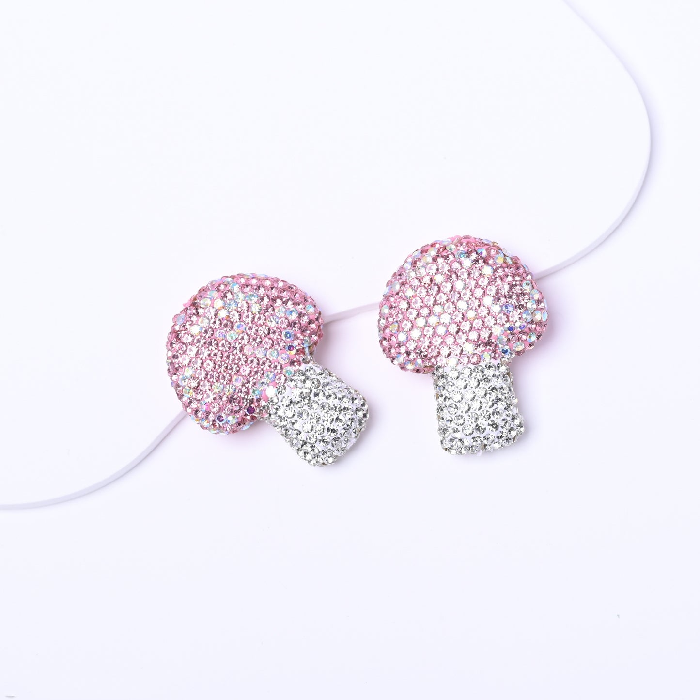 10 Pcs Starry Sky Diamond-Studded Crystal Cartoon Mushroom  Clay Beads