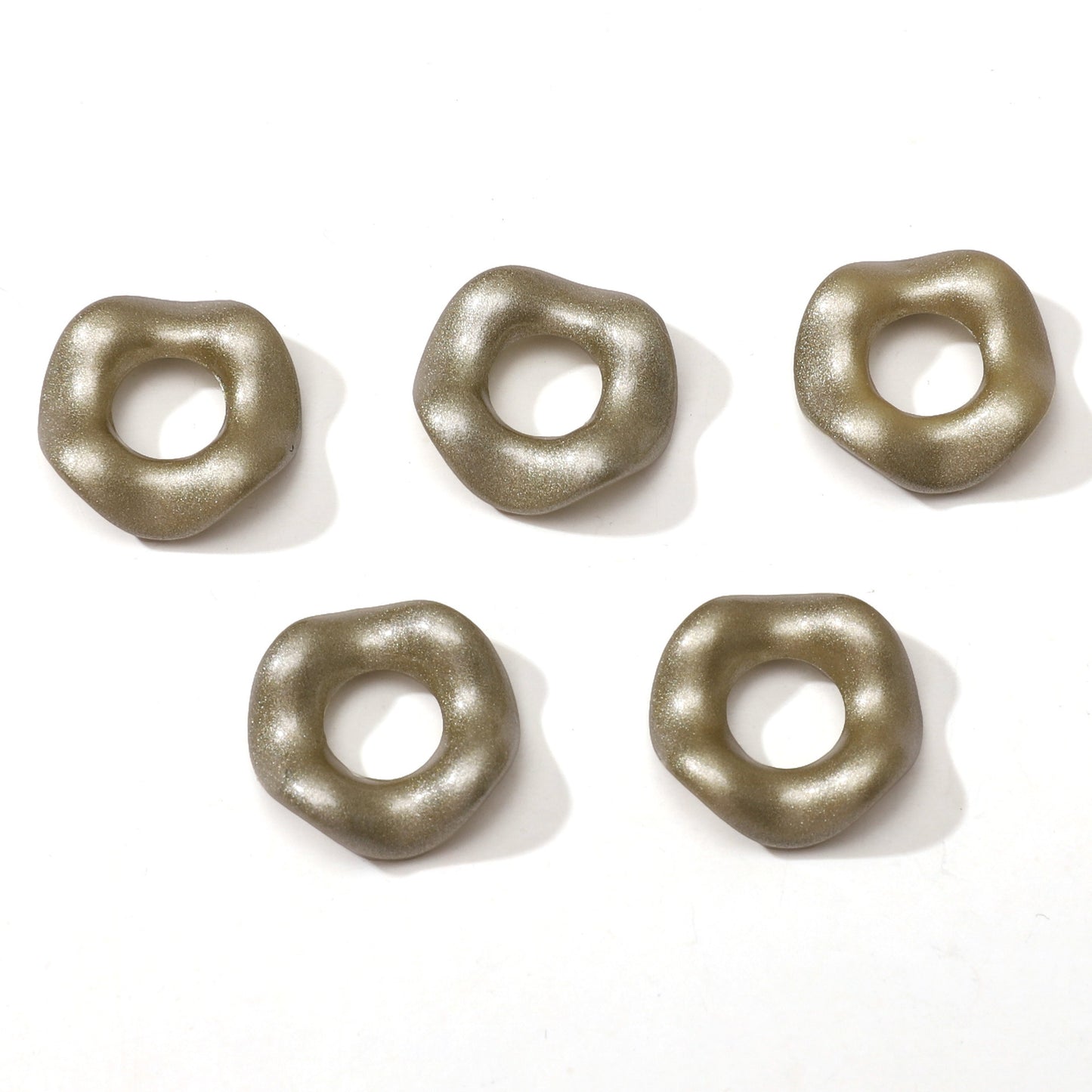 Acrylic Beads Wavy Shape Spacer Large Hole, Solid Color, 16MM