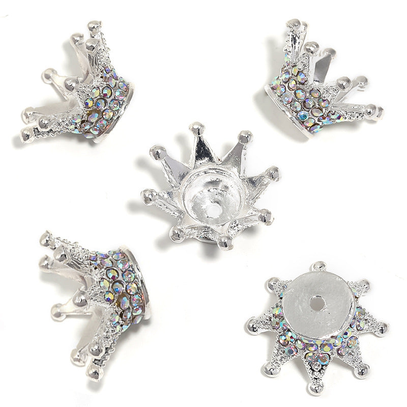 10 pcs 25*13mm 3D Rhinestone Crown Beads