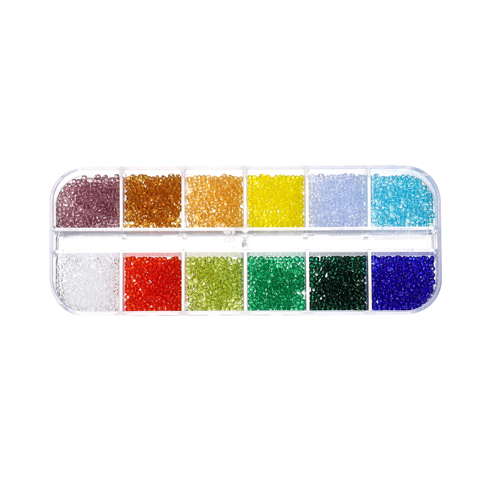 10 small grid transparent glass rice beads (about 1400 pieces) 2mm