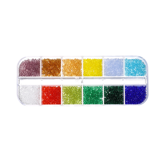 10 small grid transparent glass rice beads (about 1400 pieces) 2mm