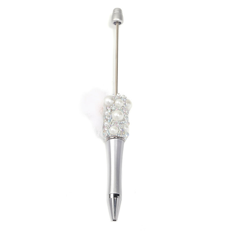 Fuzzy ball pearl beadable pen
