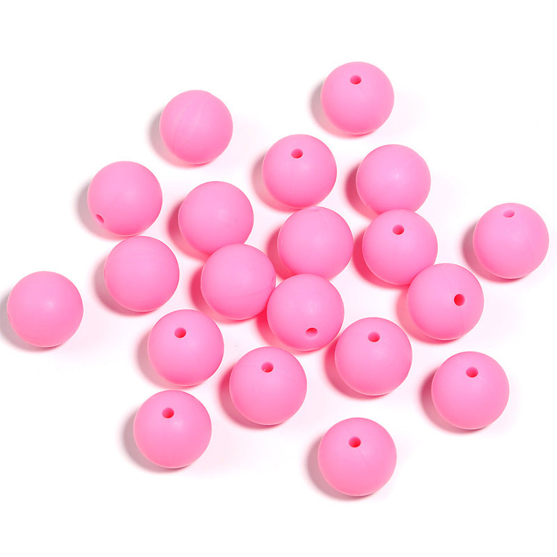15mm environmentally friendly silicone round beads, multi-color straight hole beads