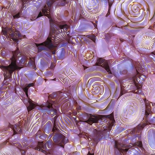 Acrylic mixed retro gold  beads through hole beads-purple