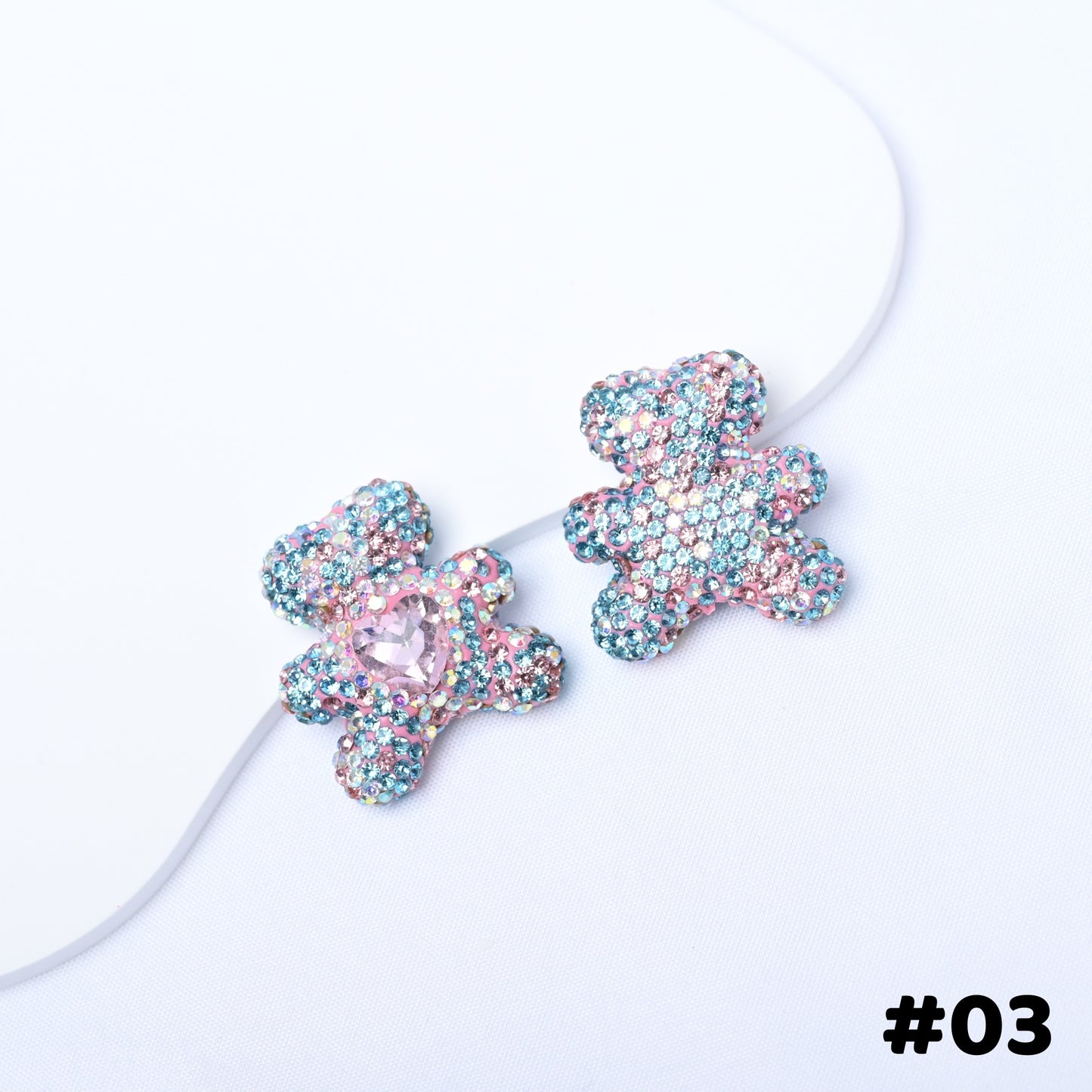 10 pcs Starry Sky Diamond-Studded Bear Heart-Shaped Zirconia Ball Fancy Beads