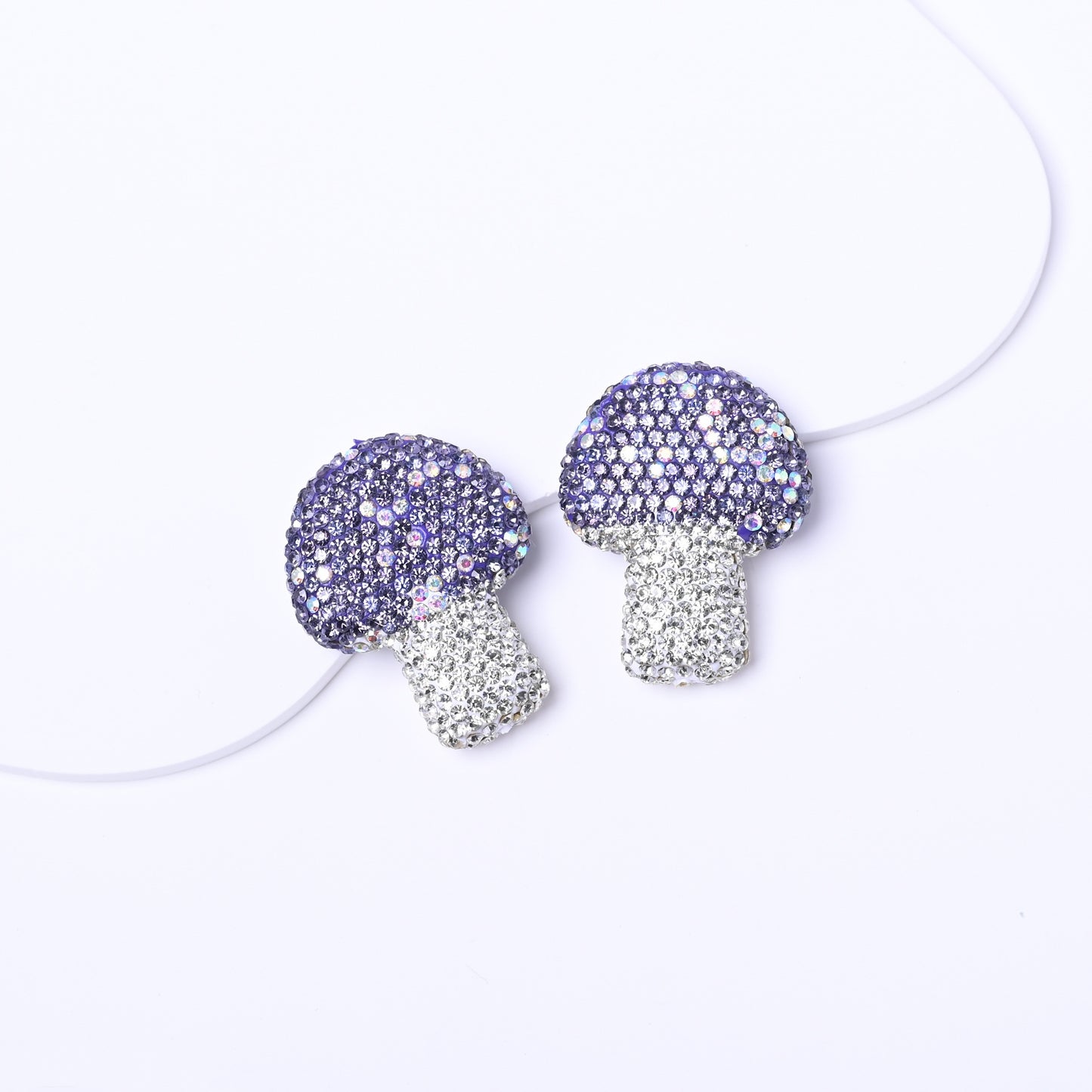 10 Pcs Starry Sky Diamond-Studded Crystal Cartoon Mushroom  Clay Beads