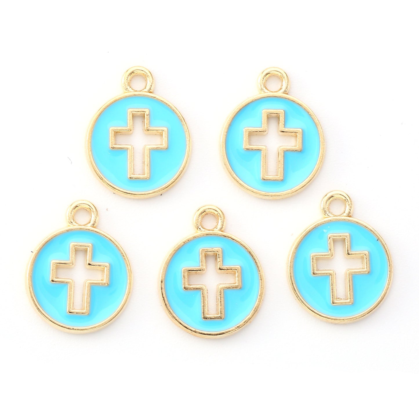 10 Pcs Colorful Drip-Oil Round Ring Cross Accessories