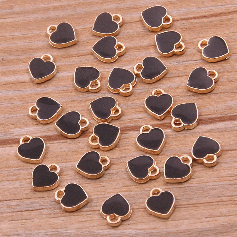 10色 6*8mm ミニハートペンダント KC ゴールドドロップチャームペンダント ジュエリーバッグ ネイルアクセサリー