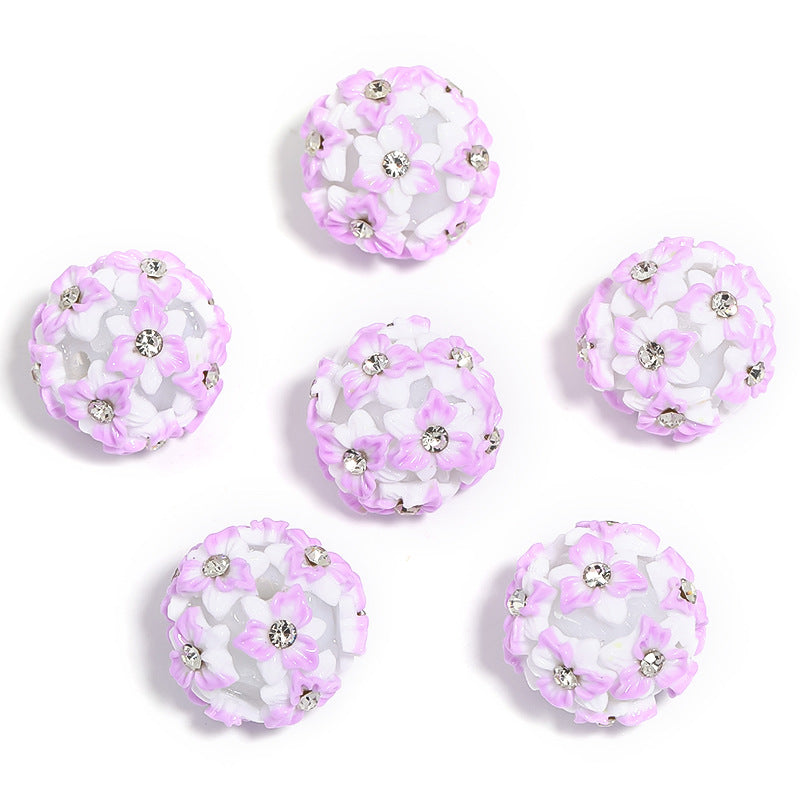 Sparkling Resin Flower Beads Acrylic Multicolored Flower Fancy Beads