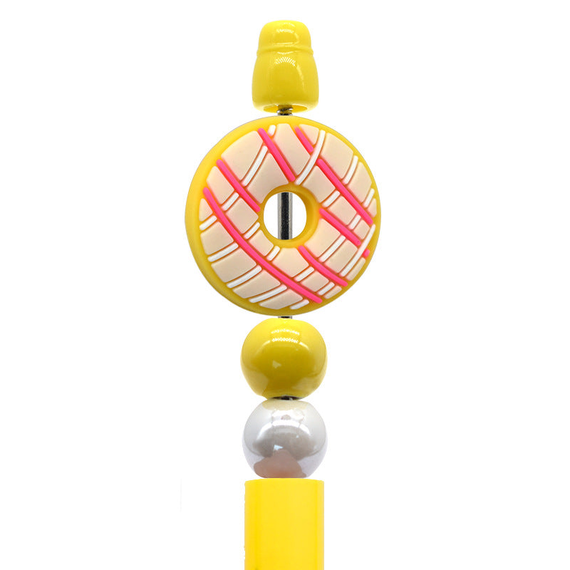 Donut Series pink and white Silicone Focal Beads