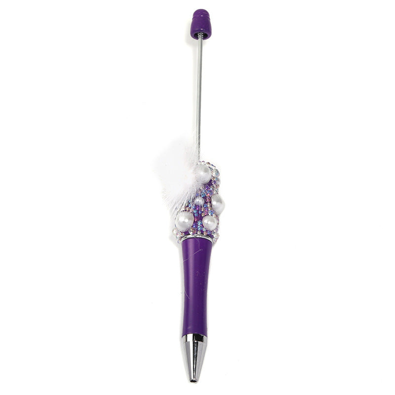 Fuzzy ball pearl beadable pen