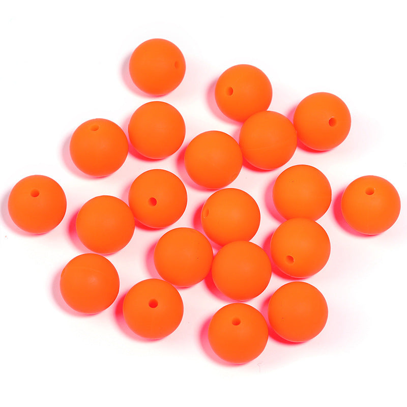 15mm environmentally friendly silicone round beads, multi-color straight hole beads