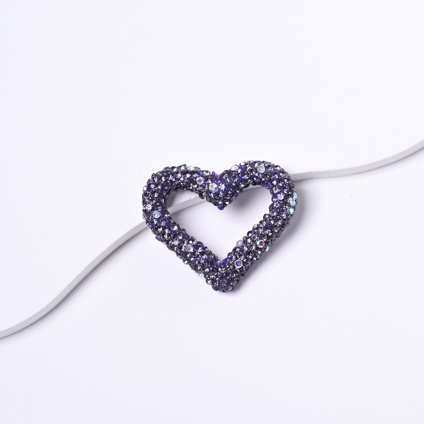 2.8*3.2cm Full-Diamond Clay Heart Ring Crystal Fancy Beads