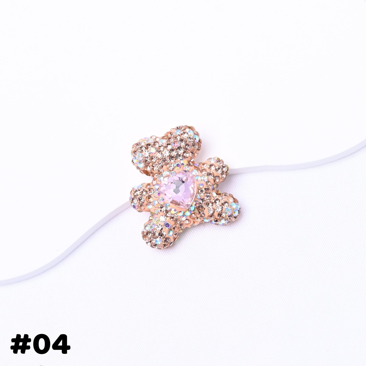 10 pcs Starry Sky Diamond-Studded Bear Heart-Shaped Zirconia Ball Fancy Beads