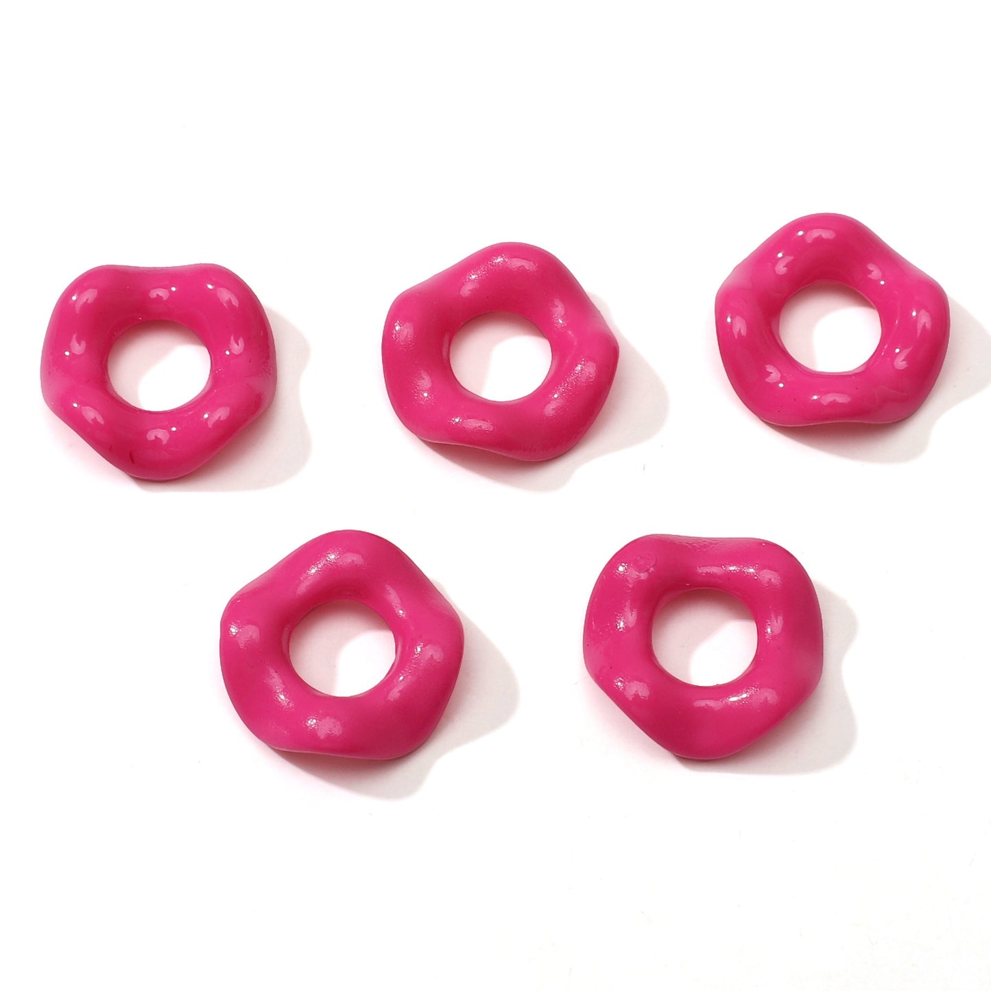 Acrylic Beads Wavy Shape Spacer Large Hole, Solid Color, 16MM