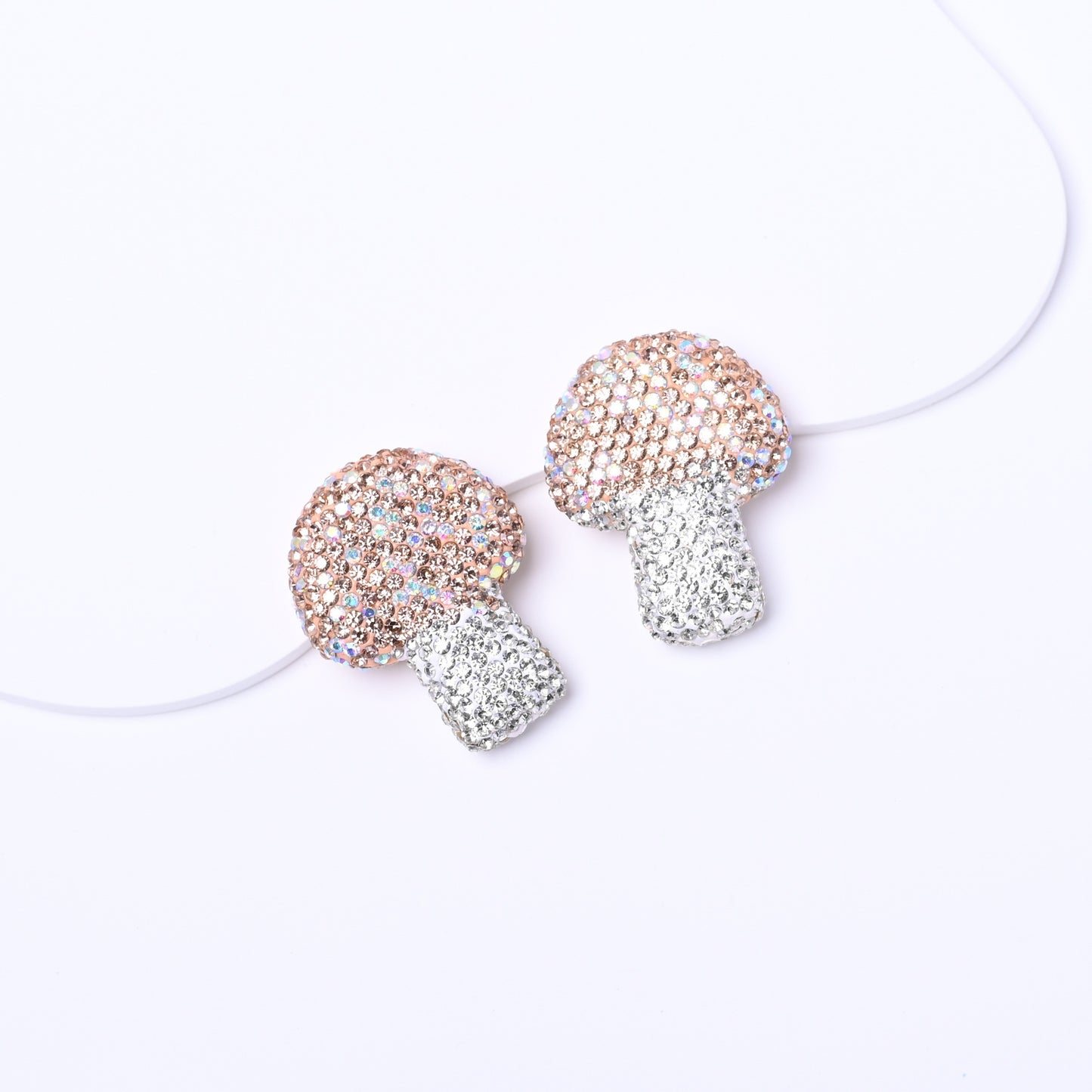 10 Pcs Starry Sky Diamond-Studded Crystal Cartoon Mushroom  Clay Beads