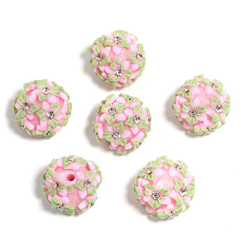 Sparkling Resin Flower Beads Acrylic Multicolored Flower Fancy Beads