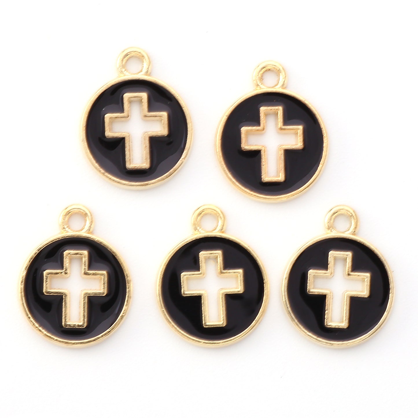 10 Pcs Colorful Drip-Oil Round Ring Cross Accessories