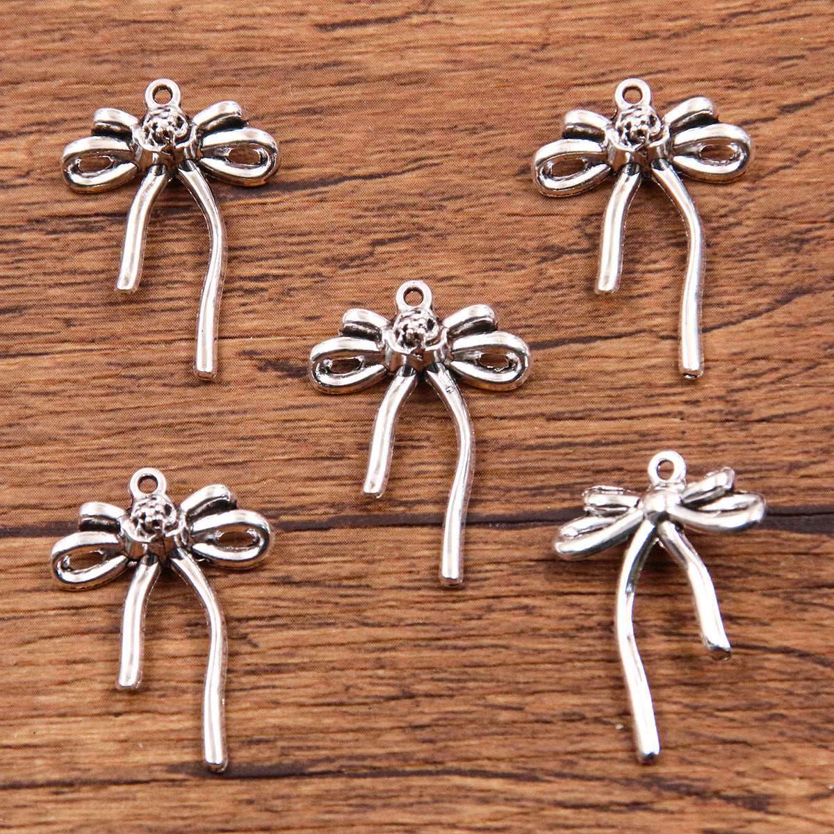 Metal Hollow Cute Bow Pendant Charms