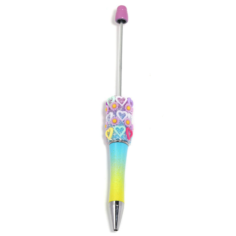 Flower-shaped heart-shaped bead pen