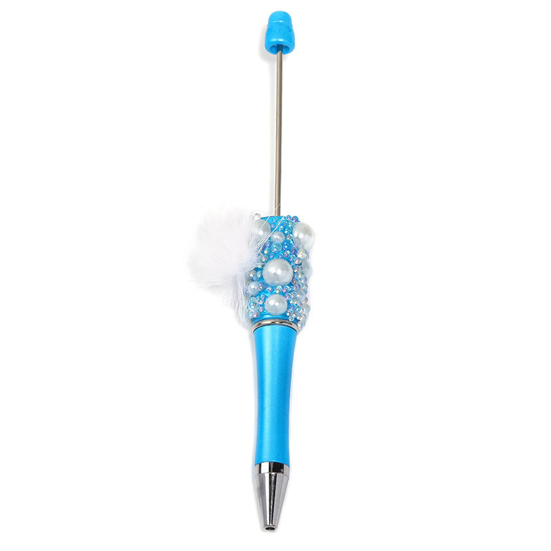 Fuzzy ball pearl beadable pen