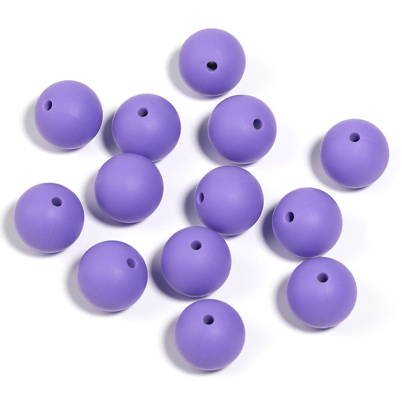 15mm environmentally friendly silicone round beads, multi-color straight hole beads