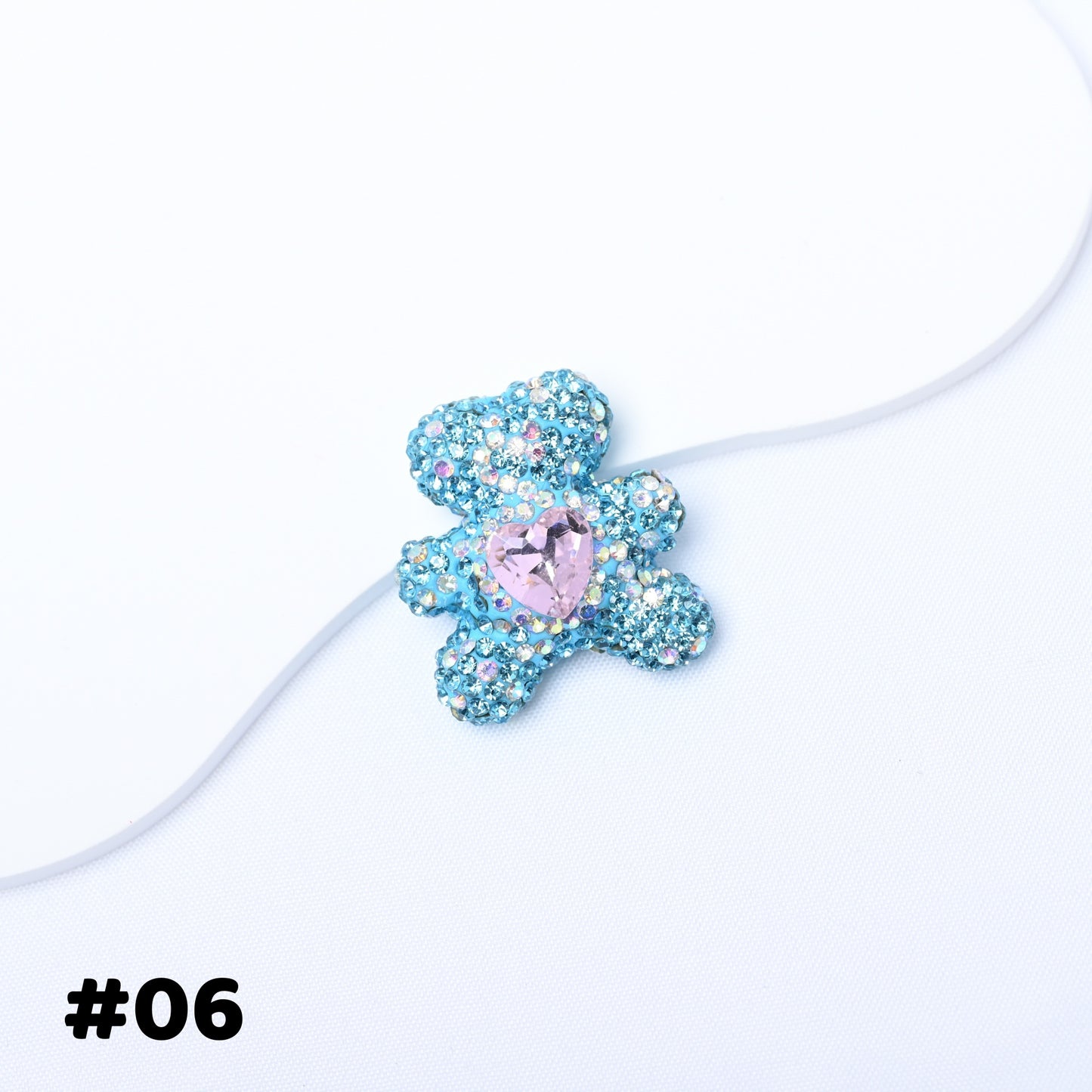 10 pcs Starry Sky Diamond-Studded Bear Heart-Shaped Zirconia Ball Fancy Beads