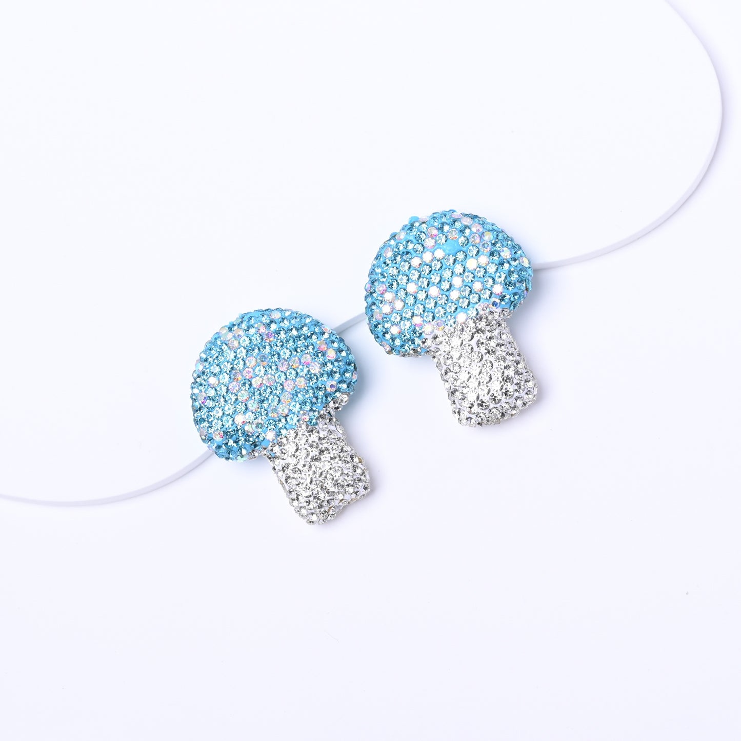 10 Pcs Starry Sky Diamond-Studded Crystal Cartoon Mushroom  Clay Beads