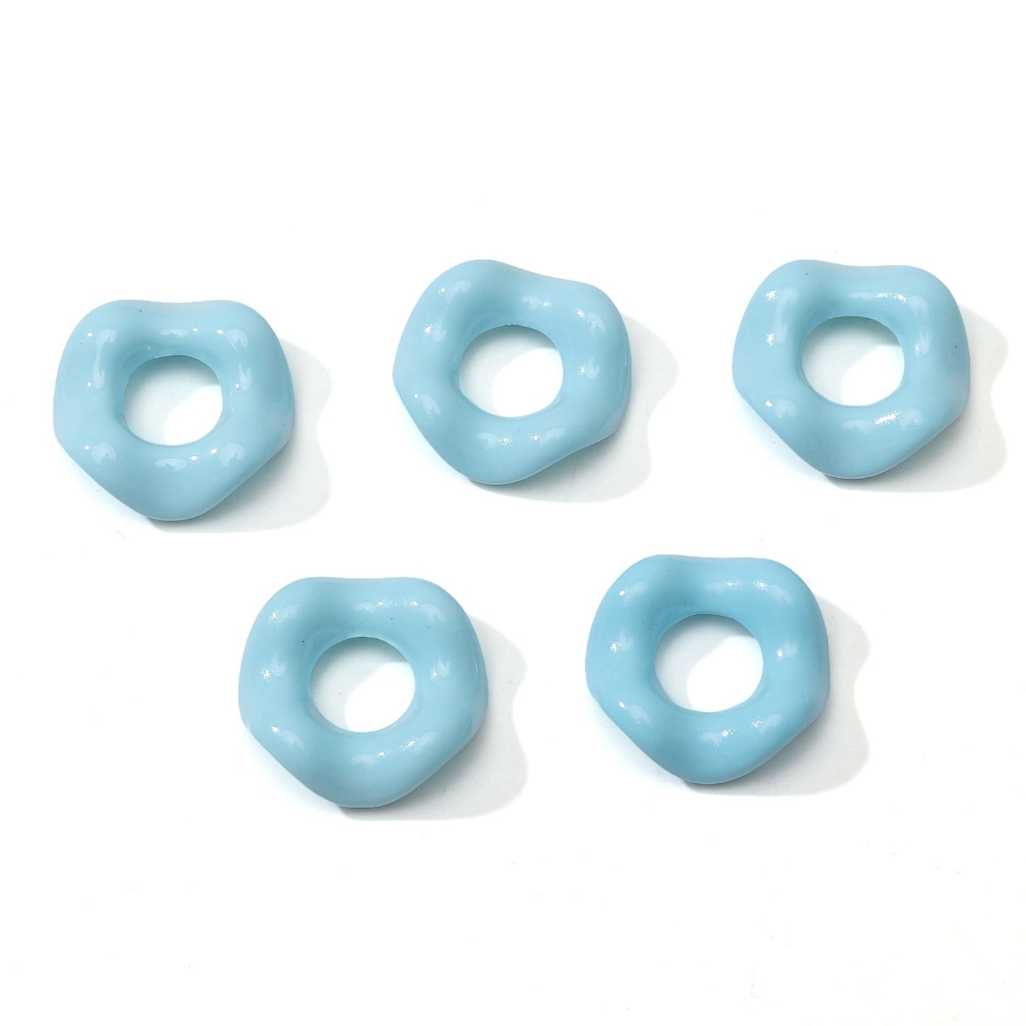 Acrylic Beads Wavy Shape Spacer Large Hole, Solid Color, 16MM