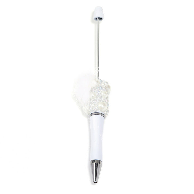 Fuzzy ball pearl beadable pen