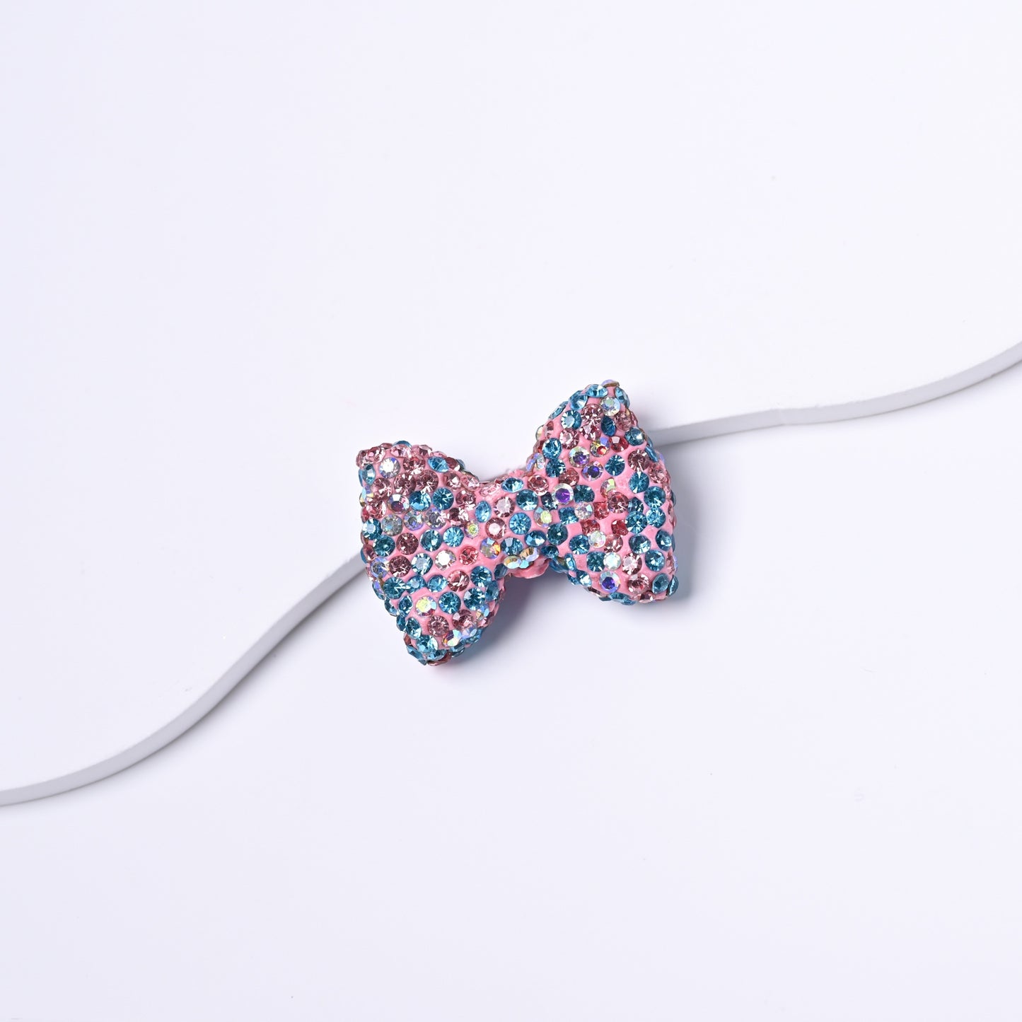 Full-Diamond Clay Bow Tie with Crystal Clay Cufflinks and Beads