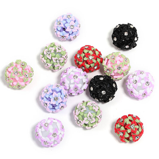Sparkling Resin Flower Beads Acrylic Multicolored Flower Fancy Beads