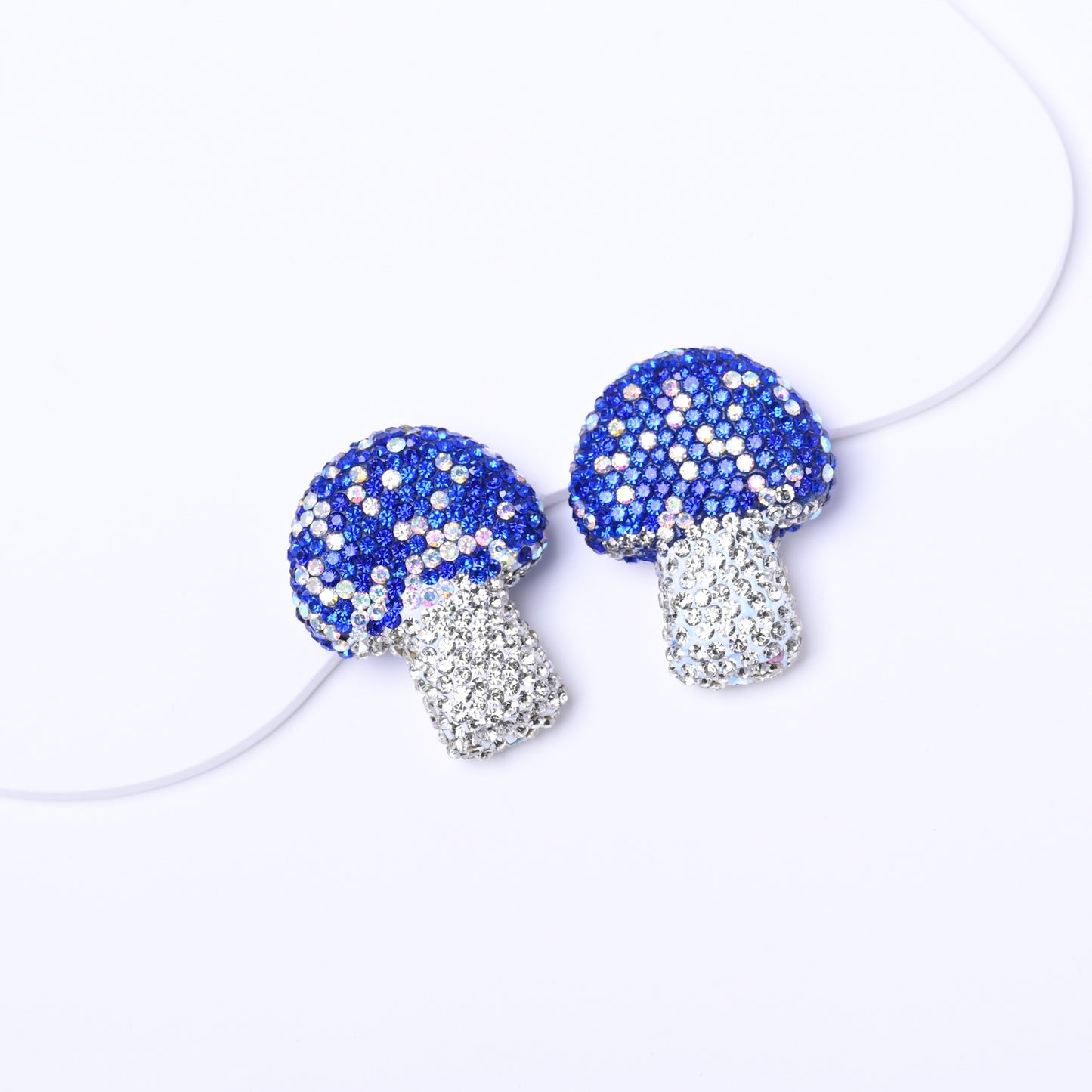 10 Pcs Starry Sky Diamond-Studded Crystal Cartoon Mushroom  Clay Beads
