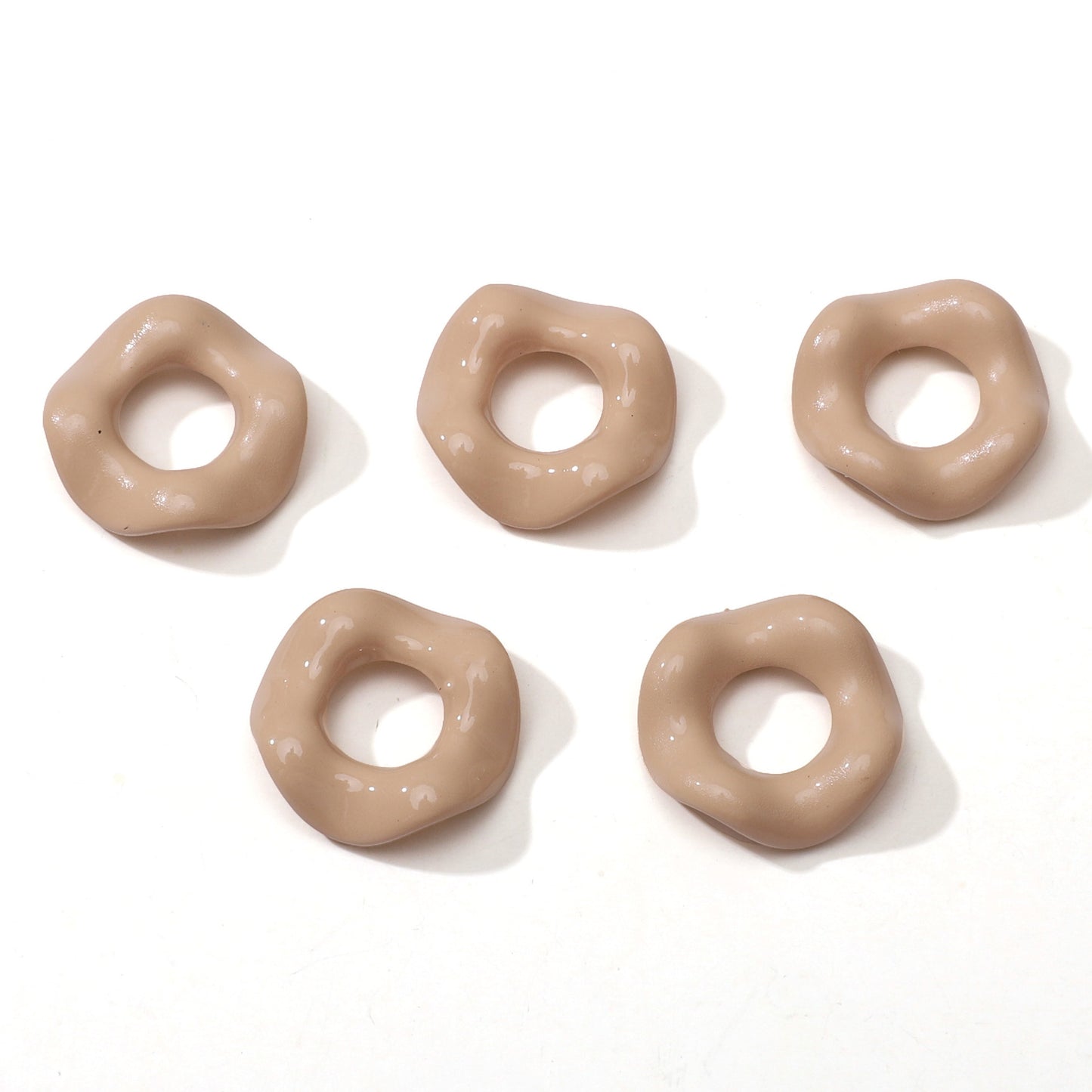 Acrylic Beads Wavy Shape Spacer Large Hole, Solid Color, 16MM