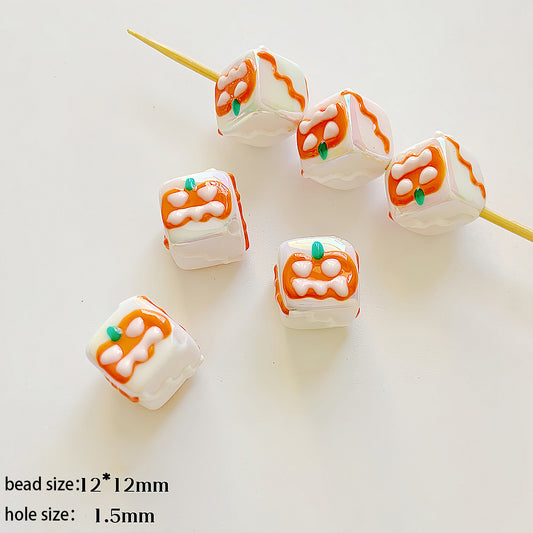 Halloween Series acrylic hand-painted beadable beads-square cube beads