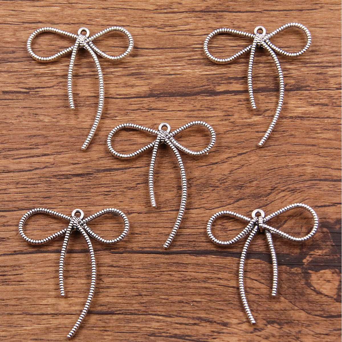 Metal Hollow Cute Bow Pendant Charms