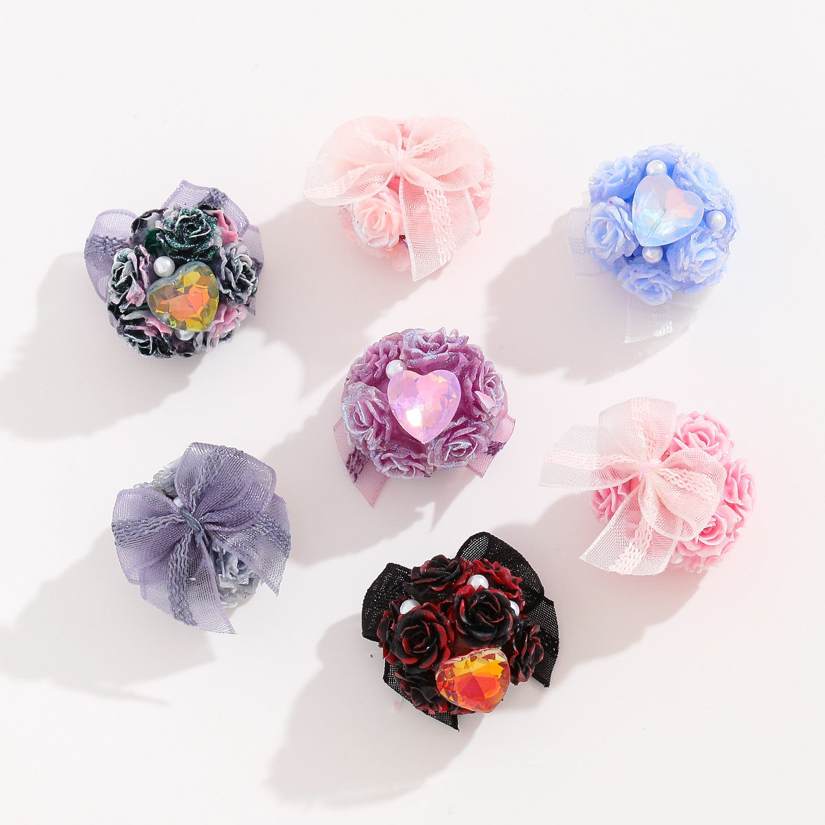 Rose Heart Zircon Pearl Bouquet Fancy Beads