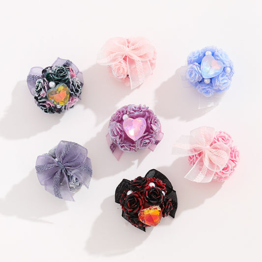 Rose Heart Zircon Pearl Bouquet Fancy Beads