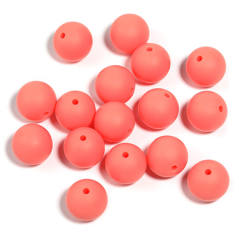 15mm environmentally friendly silicone round beads, multi-color straight hole beads