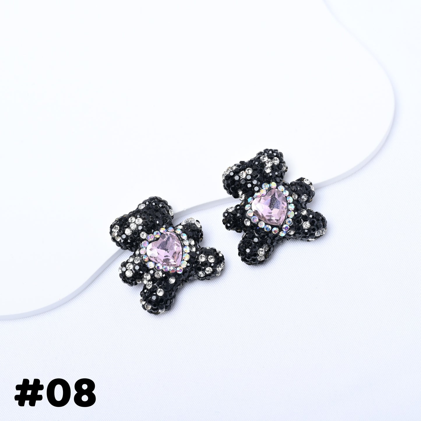 10 pcs Starry Sky Diamond-Studded Bear Heart-Shaped Zirconia Ball Fancy Beads