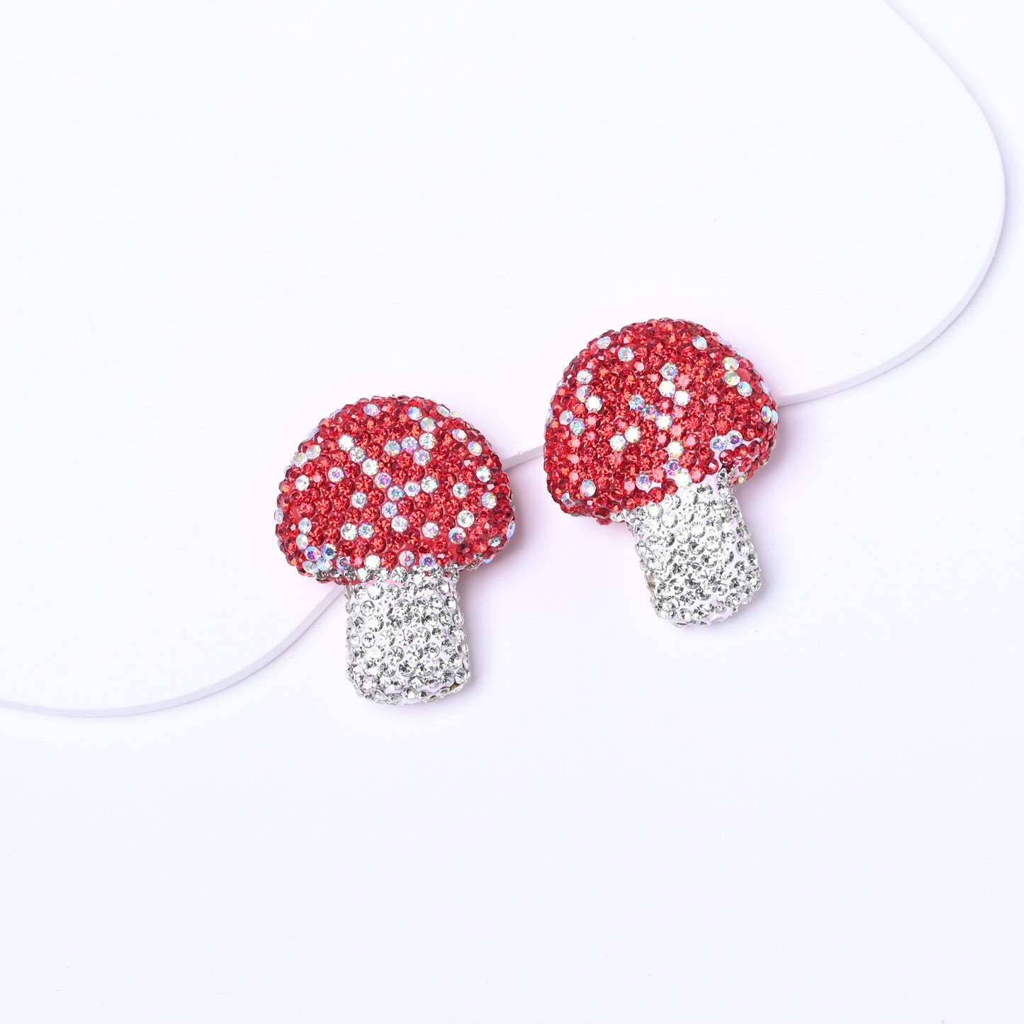 10 Pcs Starry Sky Diamond-Studded Crystal Cartoon Mushroom  Clay Beads