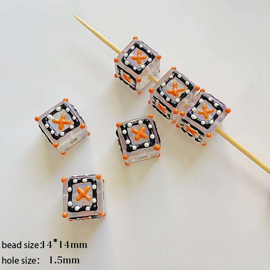 Halloween Series acrylic hand-painted beadable beads-square cube beads
