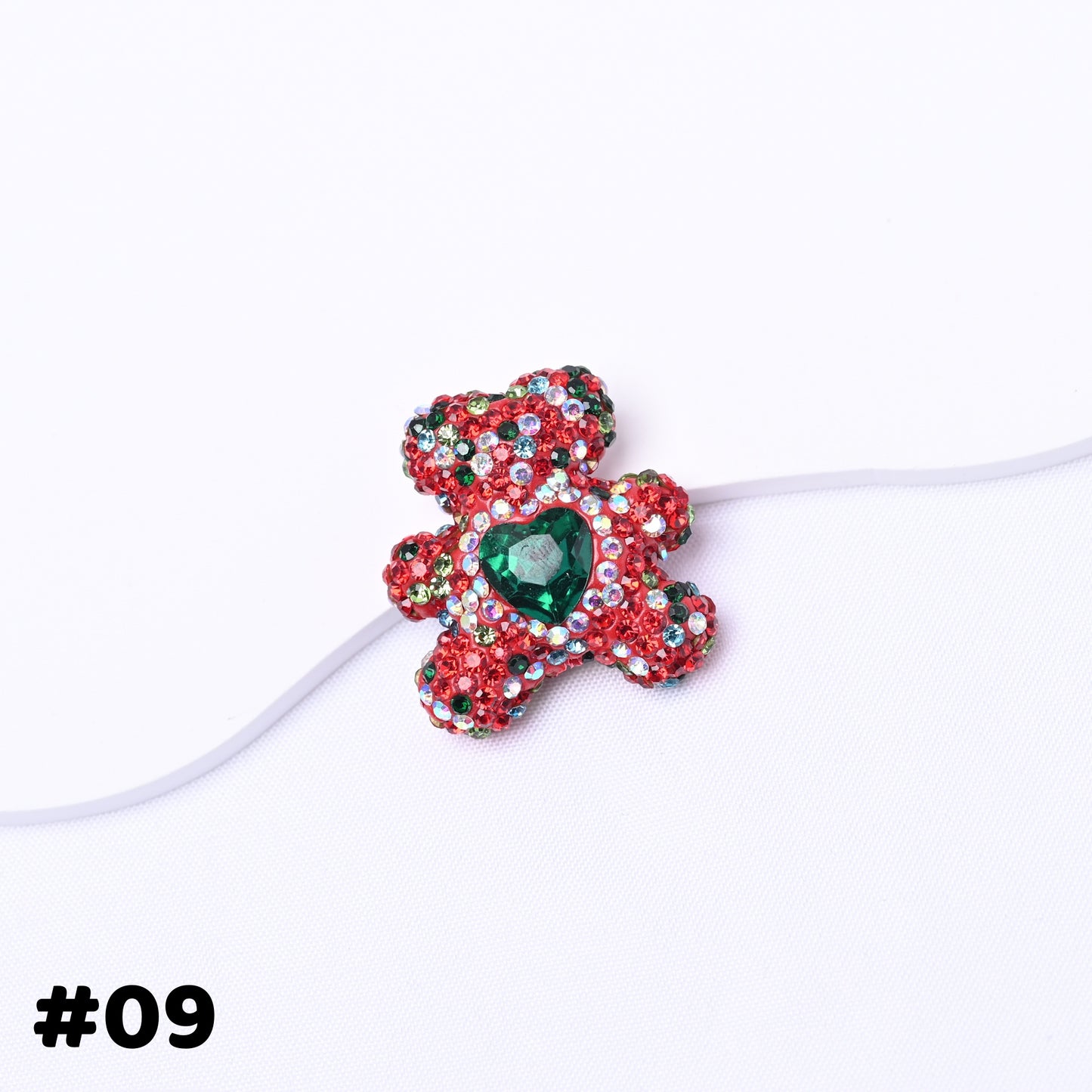 10 pcs Starry Sky Diamond-Studded Bear Heart-Shaped Zirconia Ball Fancy Beads