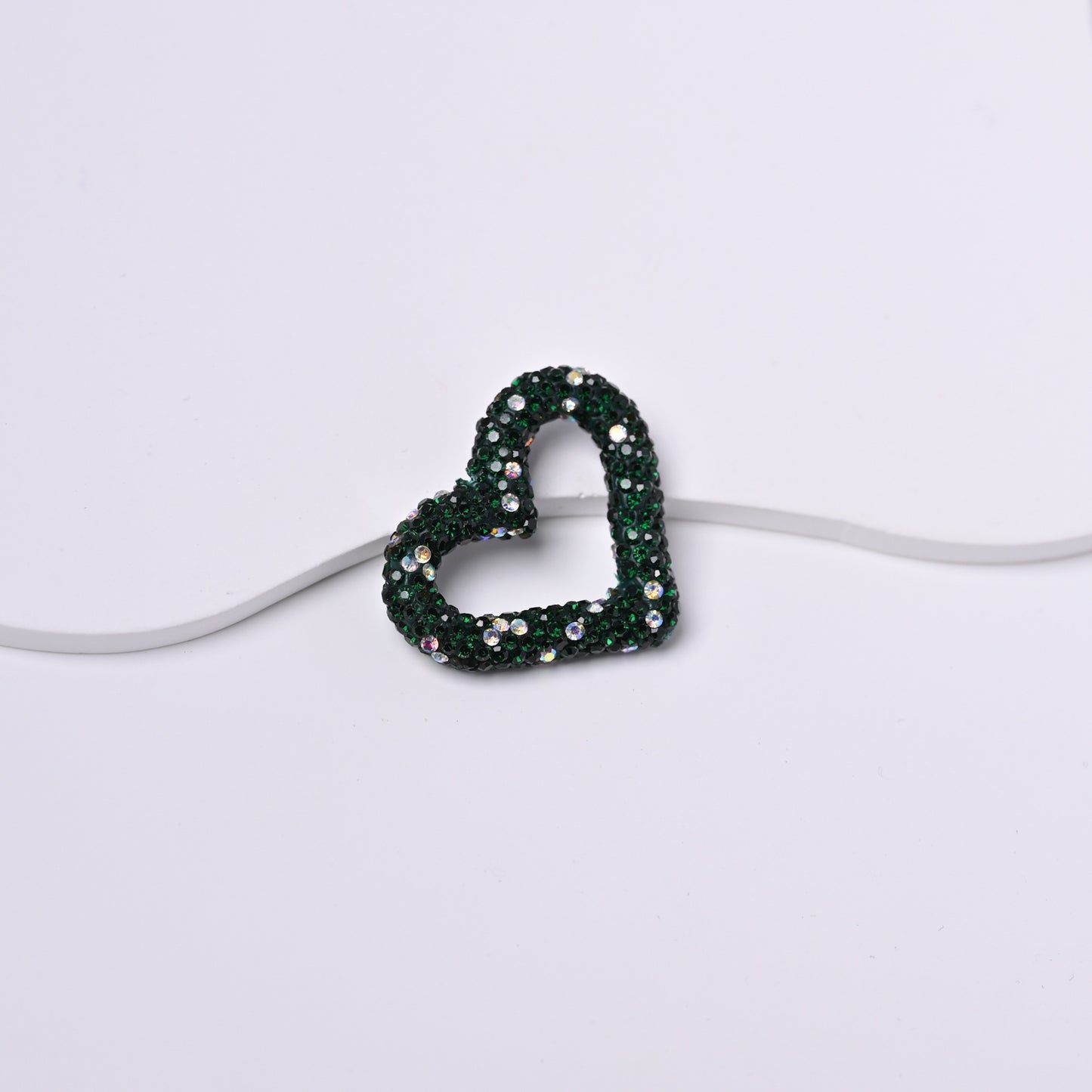 2.8*3.2cm Full-Diamond Clay Heart Ring Crystal Fancy Beads