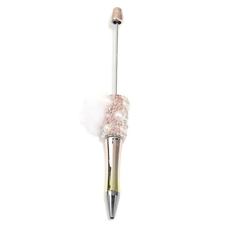 Fuzzy ball pearl beadable pen