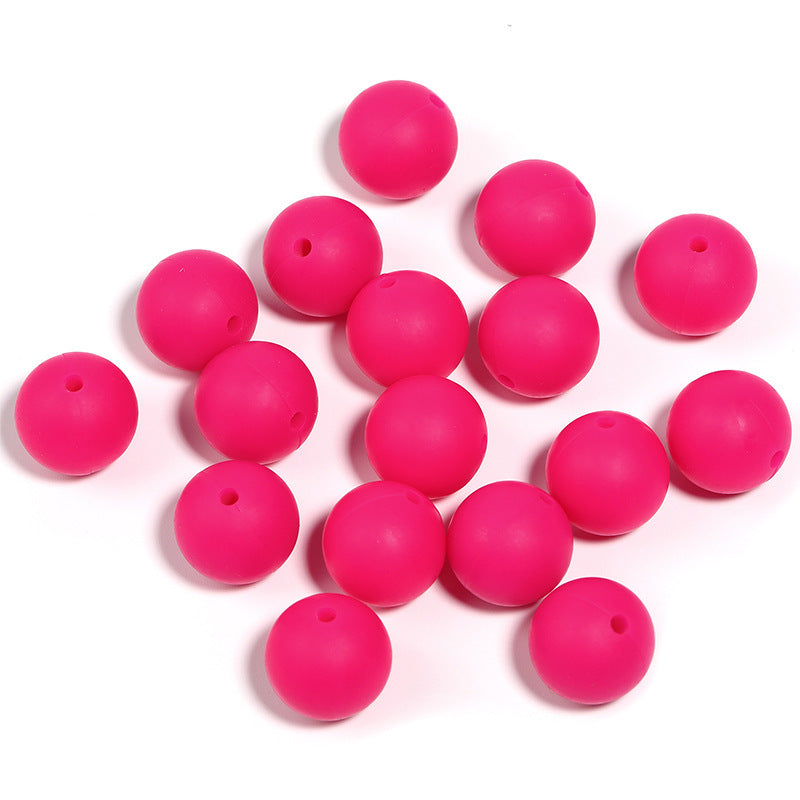 15mm environmentally friendly silicone round beads, multi-color straight hole beads