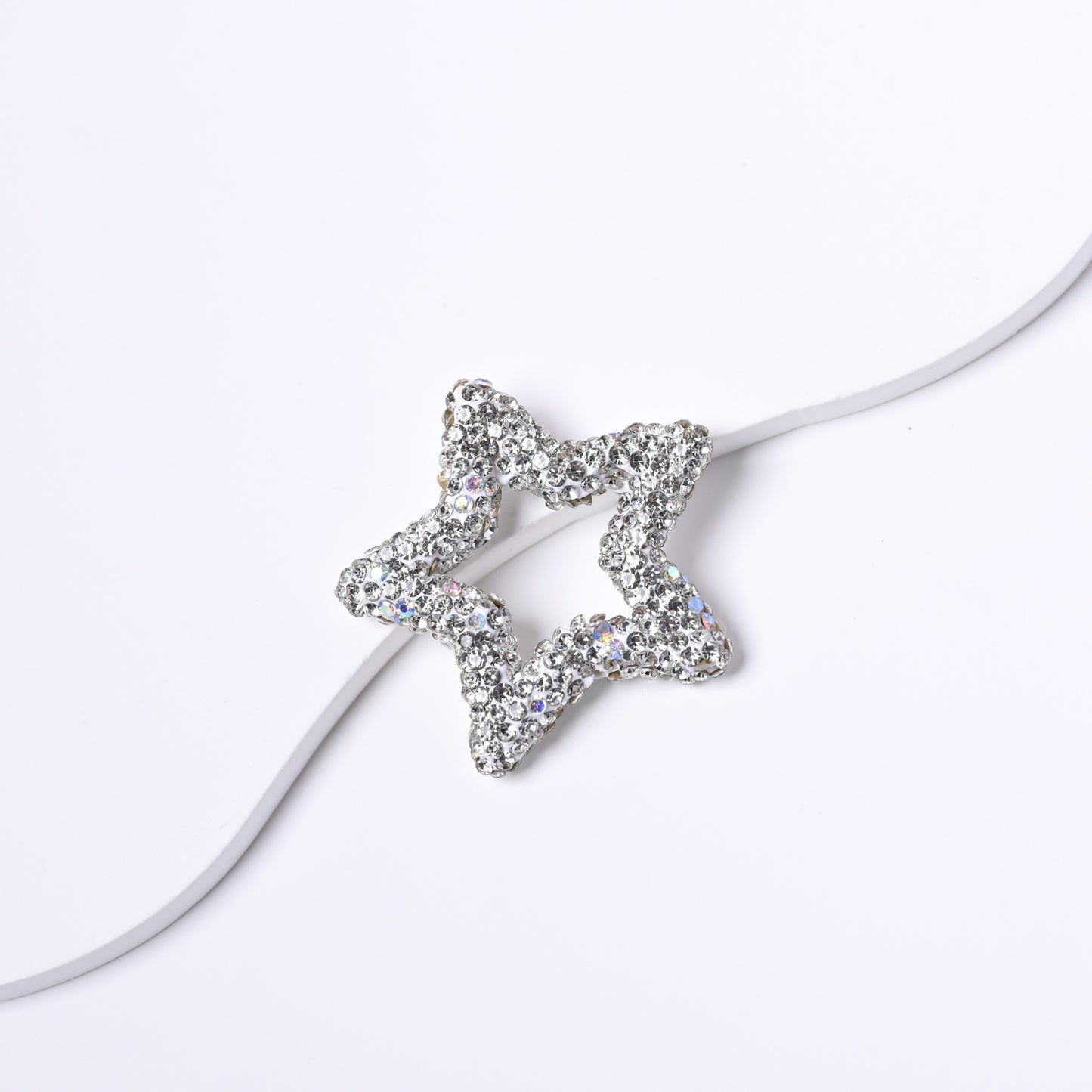 Full-Diamond Clay Star Ring with Crystal Fancy Beads