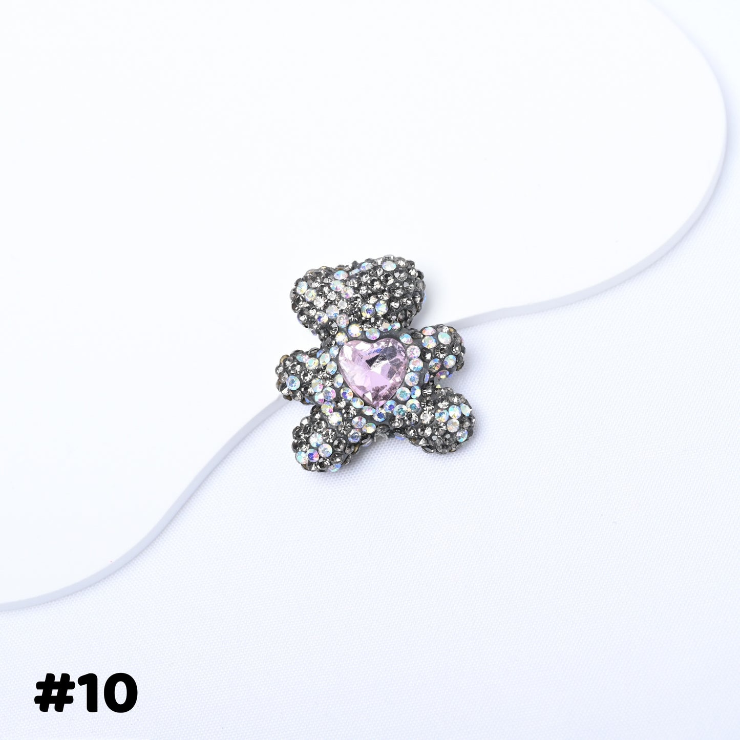 10 pcs Starry Sky Diamond-Studded Bear Heart-Shaped Zirconia Ball Fancy Beads