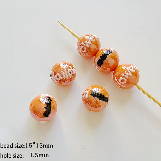 Halloween series acrylic Orange round beads